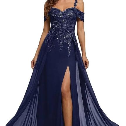 Sequin Lace Mother of The Bride Dresses for Woman with Slit Spaghetti Straps Long Formal Evening Dress