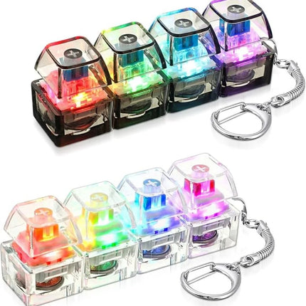 1PC Light Up Keyboard Keychain Stress Relief Clickable LED Button Toy for People with Anxiety Office Desk Accessory