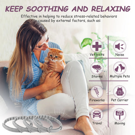 Pet Calming Collar For Cats Dogs Adjustable Anxiety Pheromone Reducing Pet Collar Lasting Natural Calm Relax Soothing Collars