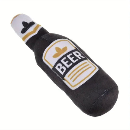 Squeaking Dog Toy Realistic Beer Bottle Shape Interactive Play Bite Resistant Wear Resistant Easy To Clean for Small Medium Dogs