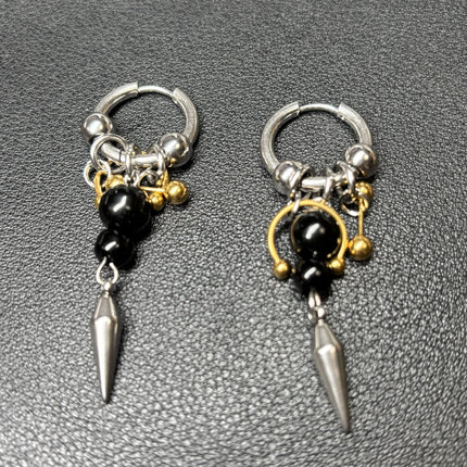 Y2K Spike Rivet Ball Pearl Hoop Earrings for Women Stainless Steel Punk Pointed Drop Earrings Gothic Jewelry Accessories