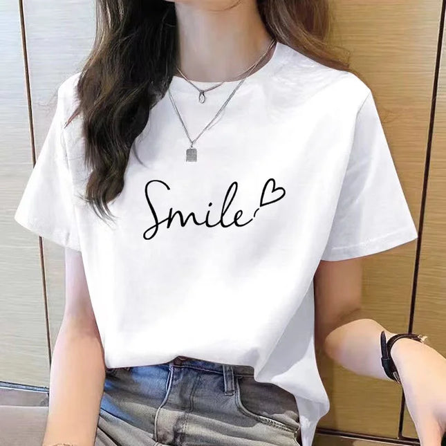 tshirt women top short sleeve t shirts New Korean t shirt for Women t shirt Round Neck Fashion tshirt