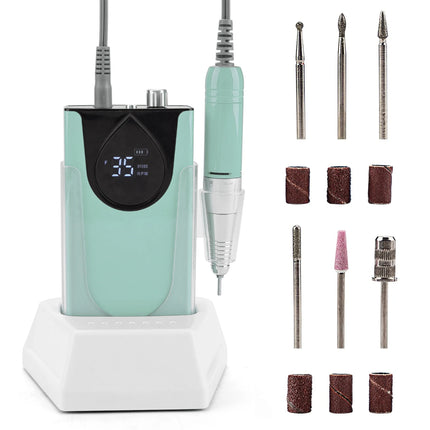 Professional Nails Drill Machine - Electric, Cordless, 35000 RPM, HD Display for Salon & Home Use (Handpiece - Mermaid)