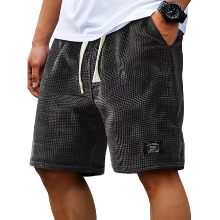 Summer Men's Waffle Texture Casual Sports Beach Shorts Quick Dry Trendy Versatile Bermuda Shorts Streetwear Lightweight Pants