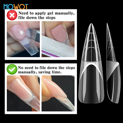 MOWOT 150pcs Space Nail Dual Forms Stiletto Almond Smart French Line Acrylic Extension Nail Forms 15 - product image 4