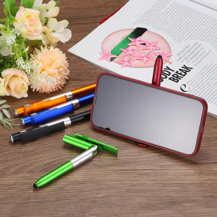 4 In 1 Multifunction Ballpoint Pen with LED Light Fold Phone Holder Night Read Writing Pencil Office School - product image f
