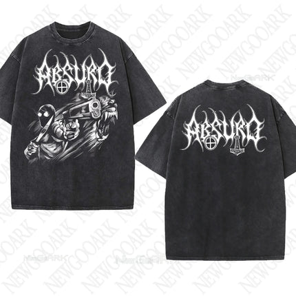 Black Metal Absurd Washed T Shirt Band Gothic Gift Mens Clothing Graphic Vintage Hip Hop T-shirt Streetwear Tees Short Sleeve