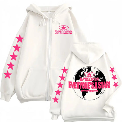 2026 5 Seconds of Summer Everyone's A Star World Tour Zip Up Hoodies Men Women Harajuku Hip Hop Gothic Jacket Sweatshirt Hoodie