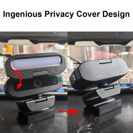 Full 4K HD Webcam LED Fill Light for Live Webcast Meeting Gamer Camera Privacy Cover USB 3.0 Compatible Plug Work Auto Focus