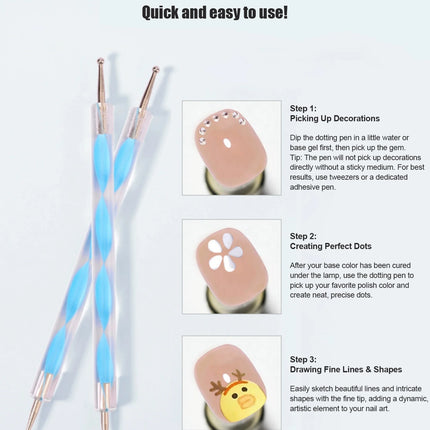 5pcs Nail Art Brushes Set Dotting Pen Detailing Brush Dotting/Dripping Tool Double-Ended Dotting Tool Polka Dot Brush