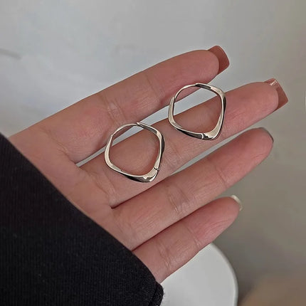 VENTFILLE 925 Sterling Silver Geometry Hoop Earring for Women Minimalism Classic Office Versatile Fashion Jewelry Gift Dropship