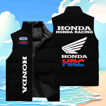 Honda Sleeveless Jacket, 3D Printed Honda Logo Men's Racing Cotton Jacket, Outdoor Motorcycle Riding Sports Vest