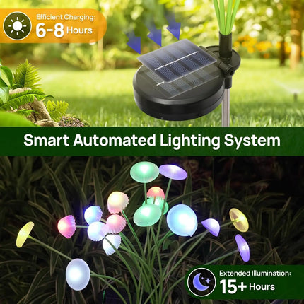 Solar Garden Lights Dual Mode LED Solar Mushroom Lights Waterproof Decor Yard Patio Pathway Jellyfish for Garden Ambiance Decor