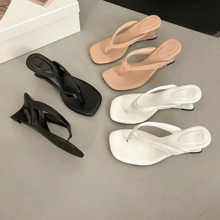 Designer Brand Wedge Heel Slipper Slides Women Clip Toe Flip Flops Narrow Sandals Shoes Casual Female Slipper Sandalia Mujer