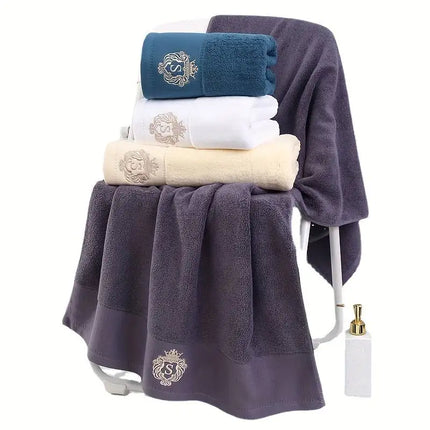 70x140cm Embroidered Cotton Towel Cover Oversized Bath Towel Blue White Bath Face Men Women Adult Personalized Gift Towels 수건 세트
