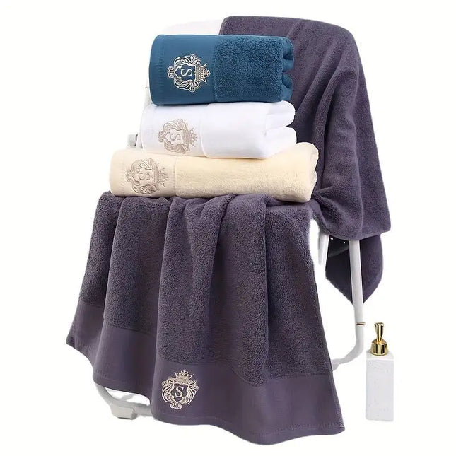 70x140cm Embroidered Cotton Towel Cover Oversized Bath Towel Blue White Bath Face Men Women Adult - product image 2