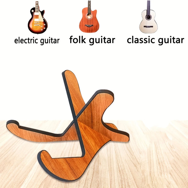 Universal Wooden Guitar Stand - X-Type Padded Holder for Acoustic/Electric/Bass/Ukulele, Portable & Stable