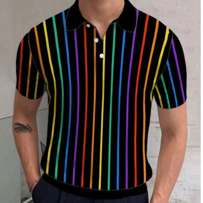 Men's Polo Shirt Gradient rainbow  Pattern 3D Prints Top Casual Golf Polo Short Sleeve Polo Shirts Summer Lapel Mesh fabric Polo