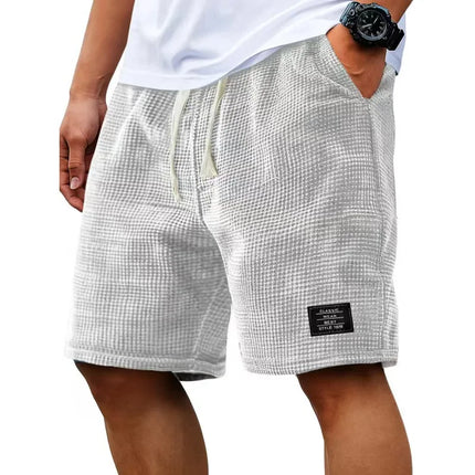 Summer Men's Waffle Texture Casual Sports Beach Shorts Quick Dry Trendy Versatile Bermuda Shorts Streetwear Lightweight Pants