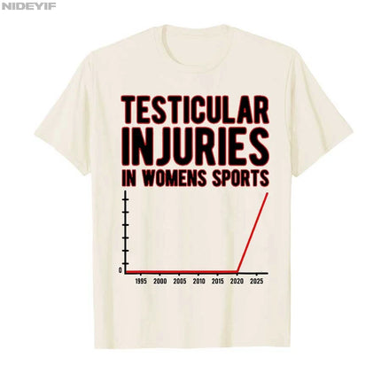 Testicular Injuries in Womens Sports Unwearable Aduld Humor T-shirt For Men Women 100% Cotton T Shirts Short Sleeve Tops P817