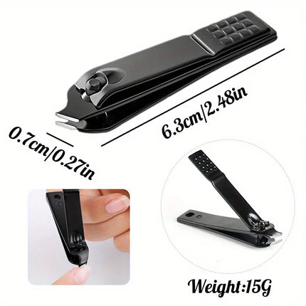 4-piece Black Stainless Steel Nail Clipper With Nano Glass File Polishing Nail File Manicure Tool Set - product image from BS