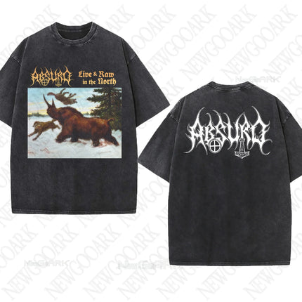 Black Metal Absurd Washed T Shirt Band Gothic Gift Mens Clothing Graphic Vintage Hip Hop T-shirt Streetwear Tees Short Sleeve
