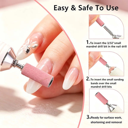 50pcs/Box Sanding  Bands For Electric Manicure Machine 80/150/180/240 Grit Nail Drill Grinding Bit Files Pedicure Tool Set
