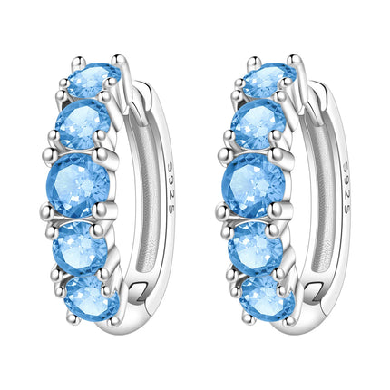Orstarry 925 Sterling Silver Blue Zircon Starry Sky Earring Original Jewelry Hoop Earrings Women Jewelry Party Trendy Gifts