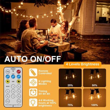 Led G40 Solar Globe Led String Lights Outdoor Waterproof Shatterproof Solar Hanging Lights for Backyard Bistro Decoration Light