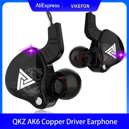 Original QKZ AK6 In Ear Earphone 6 Dynamic Driver Unit Headphone With Mic Stereo Sports HIFI Subwoofer Headset - product imag