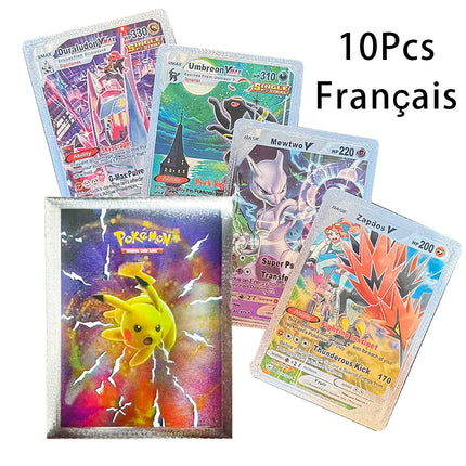 10Pcs Pokemon Colorful Shining Rainbow Cards English Vmax Gx Charizard Pikachu Trading Game Collection Battle Card Children Toys