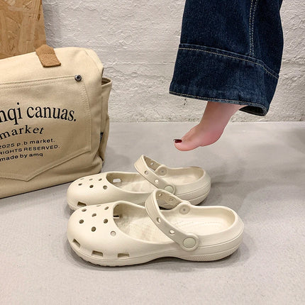 A Pair of Summer Women's Wear-Resistant Non-Slip Clogs, New Sports Fashion Beach Shoes, Thick-Soled Comfortable Simple Women's Shoes for Outdoor Wear