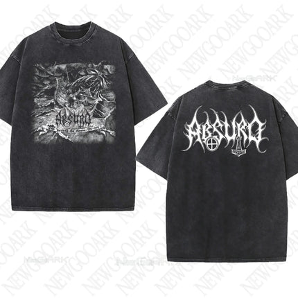 Black Metal Absurd Washed T Shirt Band Gothic Gift Mens Clothing Graphic Vintage Hip Hop T-shirt Streetwear Tees Short Sleeve