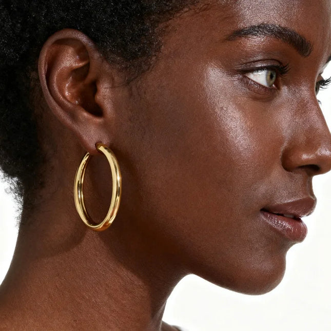 30/40/50mm Circle Hoop Earrings for Women, Classic Stainless Steel 18k Gold Plated Minimalist Jewelry - product image 2
