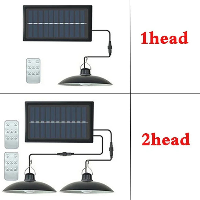 Solar Pendant Light Outdoor Waterproof LED Lamp Double-head Chandelier Decorations with Remote Control - product image 2