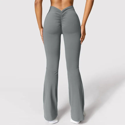 Yoga Flare Pants Women Sexy V-Cut Waist Butt Liftting Fitness Leggings Comfort Gym Running Fashion High Waist Slim Leggings