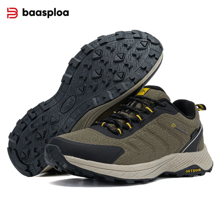 Baasploa Men Hiking Shoes Wear-Resistant Non-slip Outdoor Sneakers Fashion Anti Splash Water Light Male Casual Walking Shoes