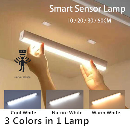 Wireless USB Rechargeable Motion Sensor LED Bar Light Induction Night Light Portable Cordless Magnetic Cabinet - product imag