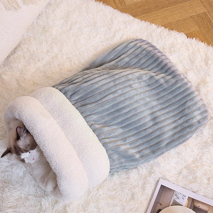 Cat Sleeping Bag Warm Fluffy Enclosed Tunnel Kitty Bed for Indoor Cats Cat Cave Bed Cozy Self Warming Pet Sack Bed for Kittens