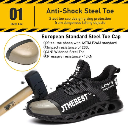 Anti-puncture Safety Shoes With Steel Toe Work Shoes Men Women Lightweight Safety Work Boots Breathable Sport Safety Shoes Unise