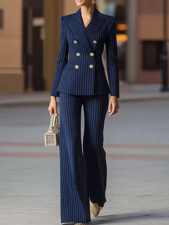 Fashion Autumn Winter Ladies Pant Suit Women Striped Female Business Work Wear Jacket Blazer and Trouser - product image 9