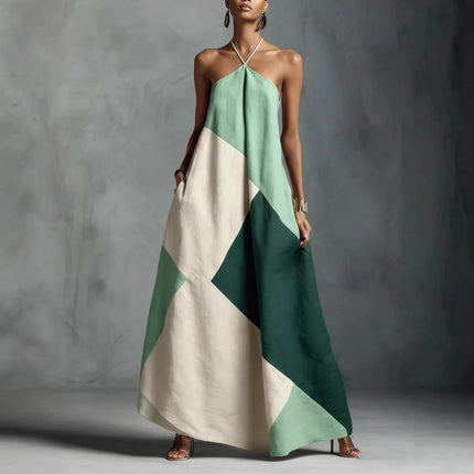 2026 New Cross-Color Printed Cross-Border Dress Loose Long Skirt Leisure Spring and Summer Style