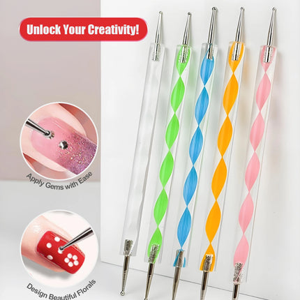 5pcs Nail Art Brushes Set Dotting Pen Detailing Brush Dotting/Dripping Tool Double-Ended Dotting Tool Polka Dot Brush