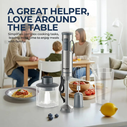Hand Immersion Blender Powerful 4-in-1,Stainless Steel Stick Food Mixer,700ml Mixing Beaker,500ml Processor,Whisk,220-240V