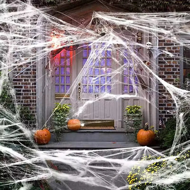 Halloween Decoration White Spider Web Artificial Stretchy Cobweb for Halloween Scary Home Party Scene Props Haunted House Decor