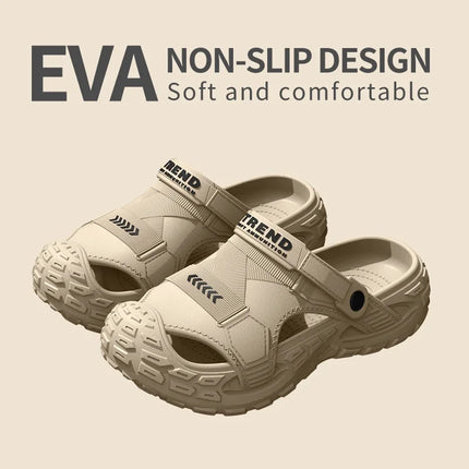 2026 Summer Hot Sale Men's EVA Sandals Summer Thick Soft Soled Outdoor Wear Beach Casual Sports Perforated Shoes Plus Size 48-49