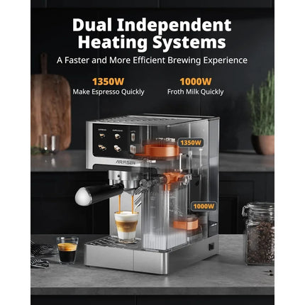 20 Bar Professional Espresso Machine with Auto Milk Frother, Dual Boiler Touchscreen Compact Coffee Maker 60oz Water Tank