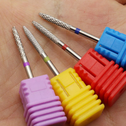 4PCS Rocket-Shaped Steel Nail Drill Bits Set, Cuticle Remover, Sharp & Durable, 2.35mm Shank, Professional Manicure & Pedicure N