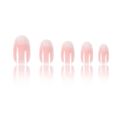 24Pcs Short Oval Gradient Pink Press On Nails Glossy Finish Full Cover False Nails for Women&Girl Removable Wearable Nail Art