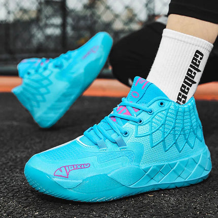 Men's Platform Sneakers Anti-Slip Thick Sole High Top Lace-up Running Basketball Shoes Knitted Fabric Sports Shoes Male Trainers